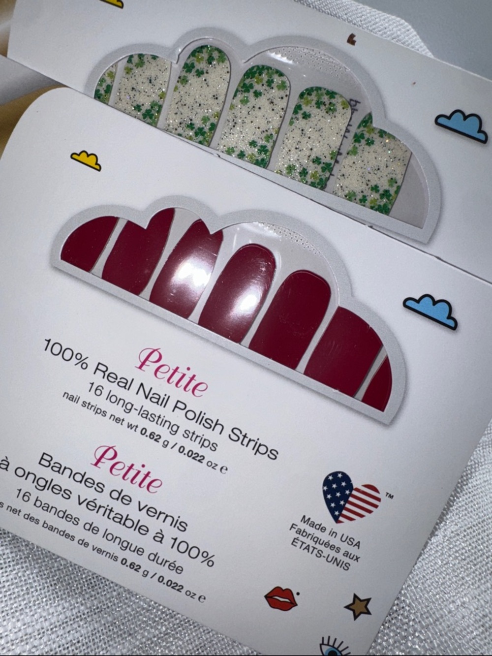 Color Street petite Beijing beauty berry color FMC283 Shamrock my world, FDG453